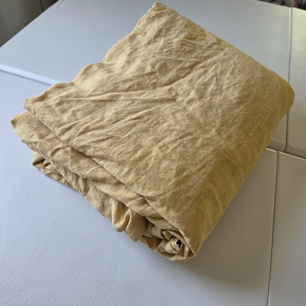 West Elm 100% Linen Duvet Cover KING 92x108 Oat Straw Mustard Yellow Bedding